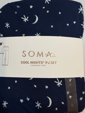 Soma Navy Moon & Stars Long Sleeve Pajama Set
